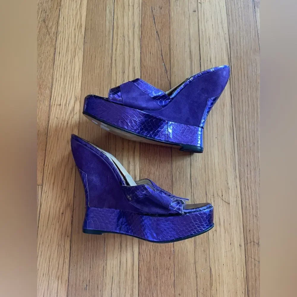 90s Vintage Terry De Havilland Purple Platform Wedge Heel - Picture 6 of 12